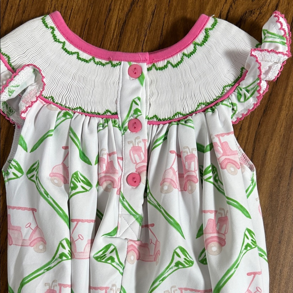NWOT- Smocked Pink Golf Cart Bubble - Picture 8 of 8